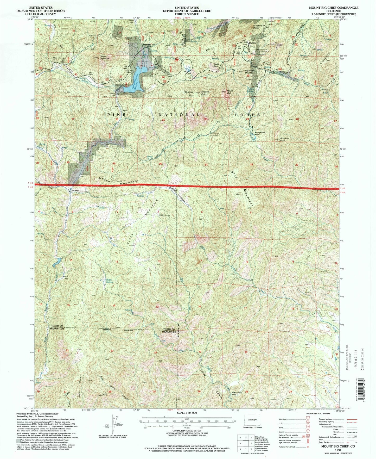 Classic USGS Mount Big Chief Colorado 7.5'x7.5' Topo Map Image