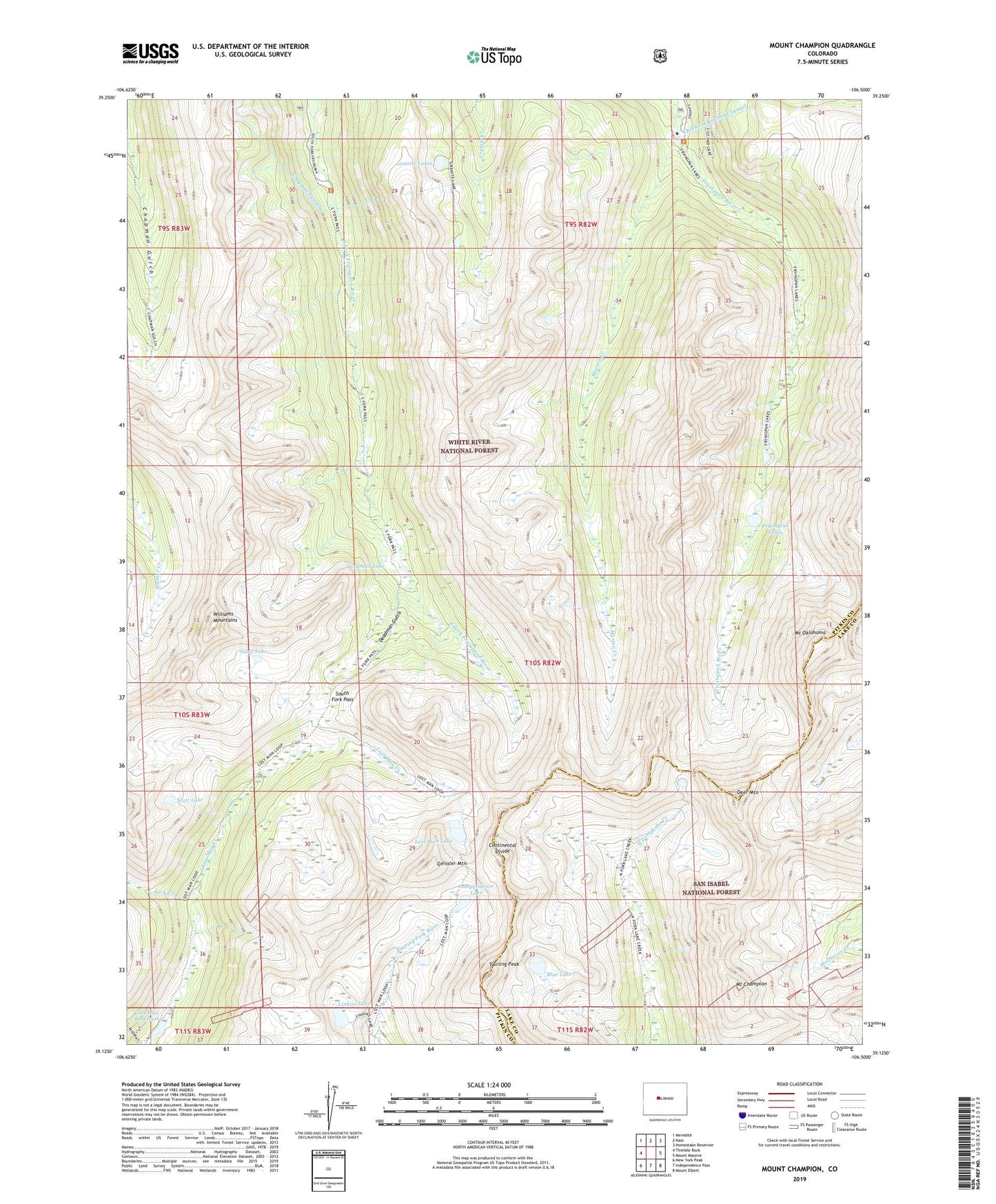 Mount Champion Colorado US Topo Map Image