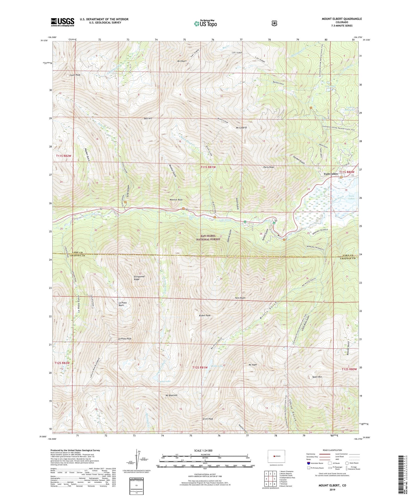 Mount Elbert Colorado US Topo Map Image