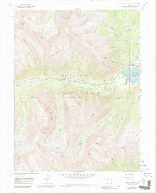 USGS Classic Mount Elbert Colorado 7.5'x7.5' Topo Map Image
