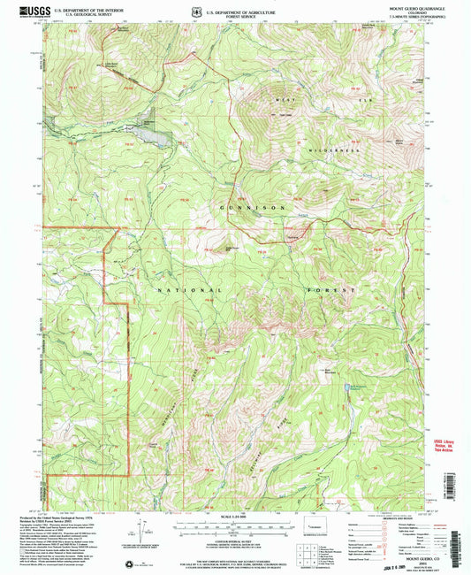 Classic USGS Mount Guero Colorado 7.5'x7.5' Topo Map Image