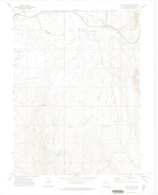Classic USGS Mount Harris Colorado 7.5'x7.5' Topo Map Image