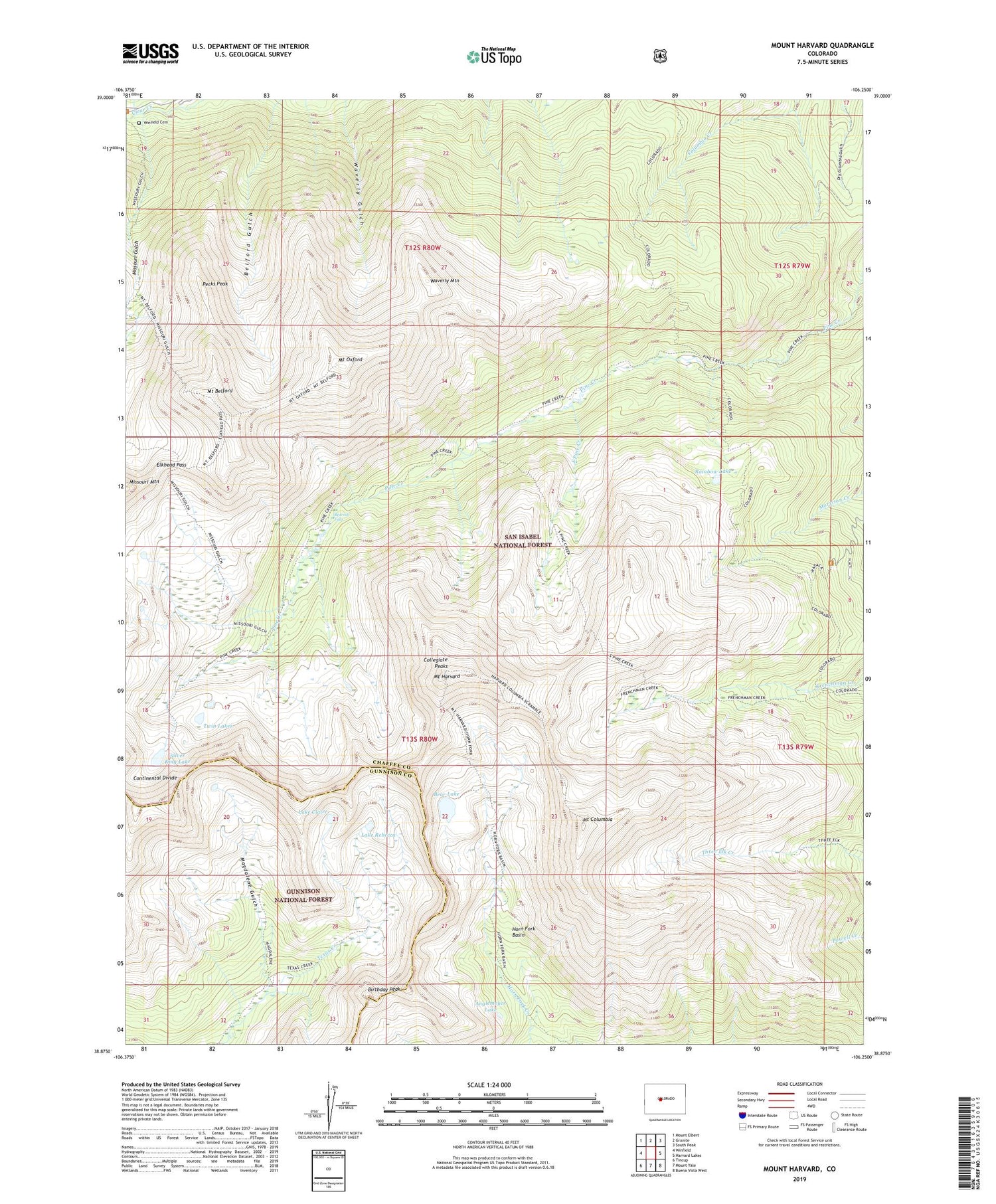 Mount Harvard Colorado US Topo Map Image