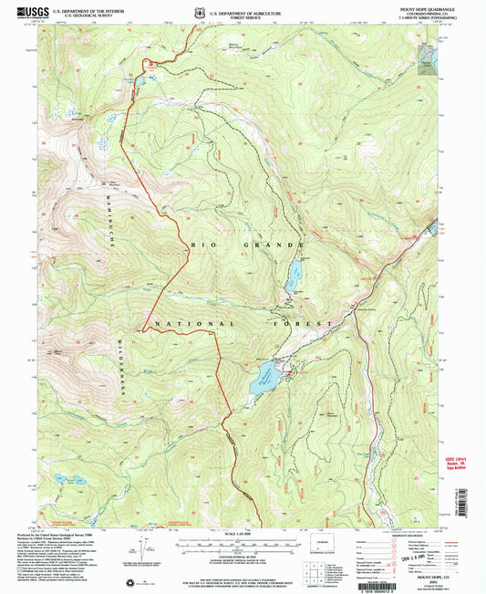 Classic USGS Mount Hope Colorado 7.5'x7.5' Topo Map Image
