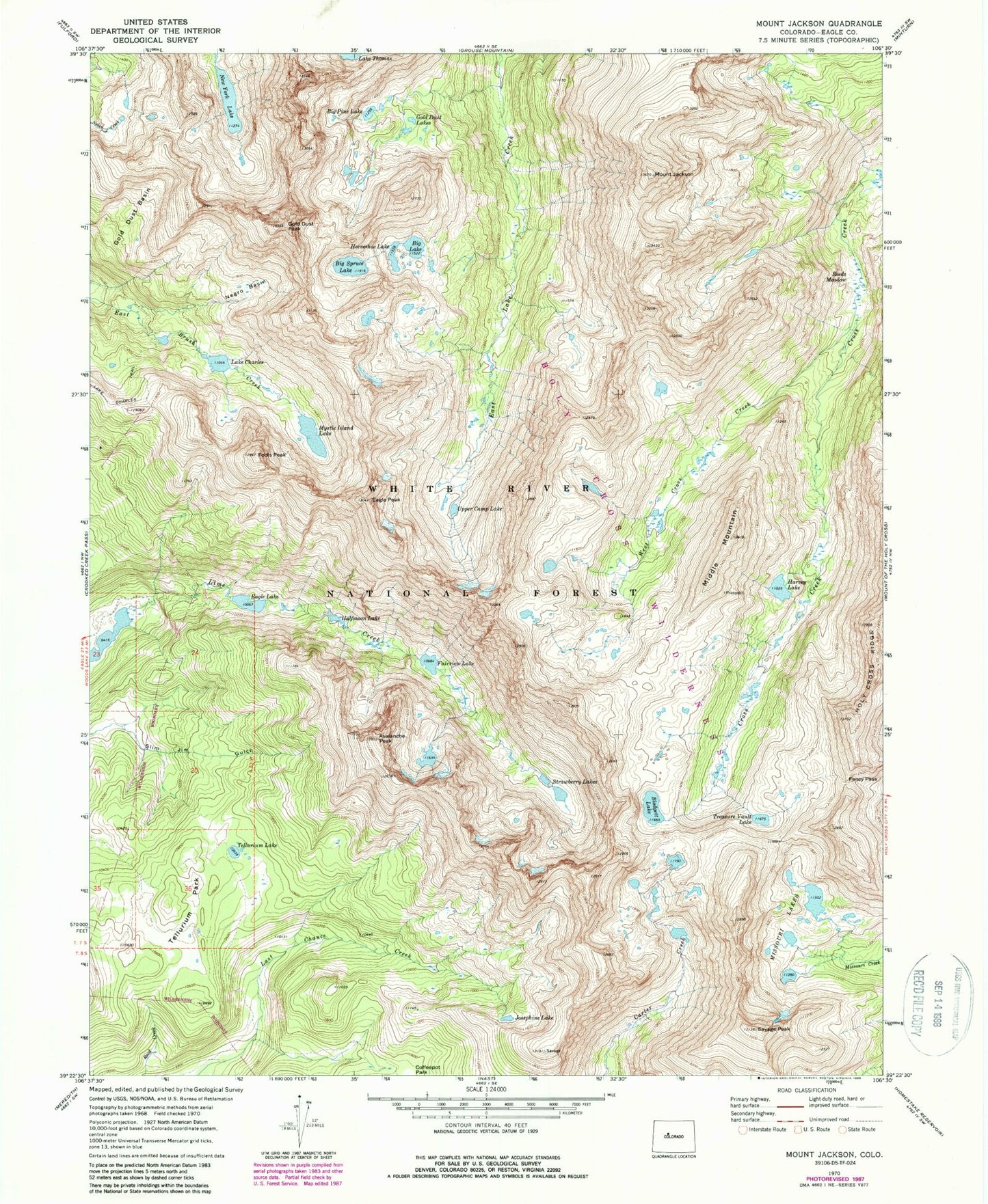 Classic USGS Mount Jackson Colorado 7.5'x7.5' Topo Map Image