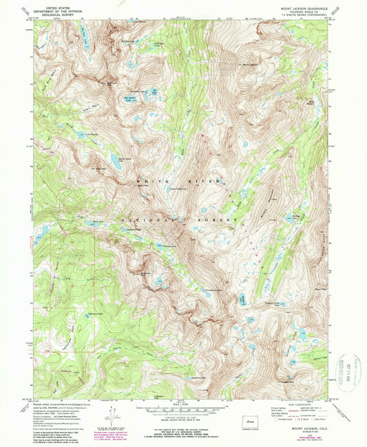 Classic USGS Mount Jackson Colorado 7.5'x7.5' Topo Map Image