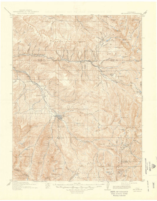 Historic 1911 Mount Jackson Colorado 30'x30' Topo Map Image