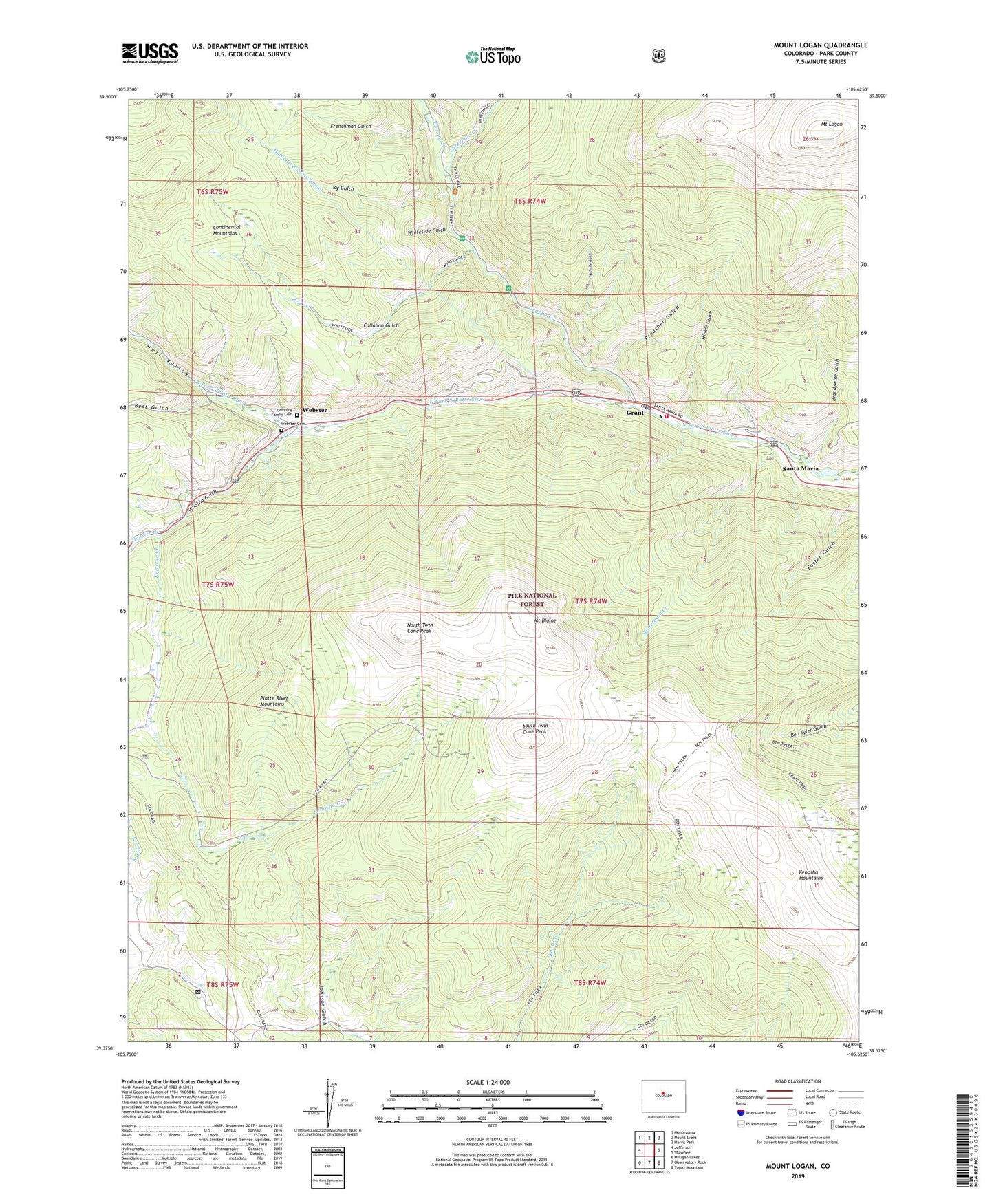 Mount Logan Colorado US Topo Map Image