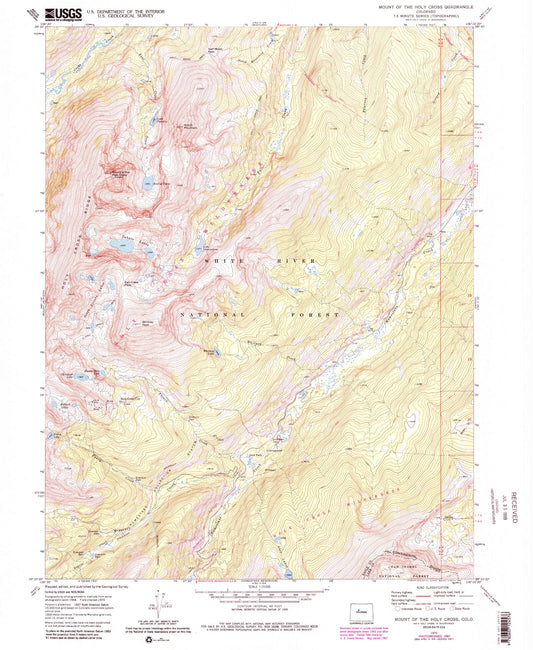 USGS Classic Mount of the Holy Cross Colorado 7.5'x7.5' Topo Map Image
