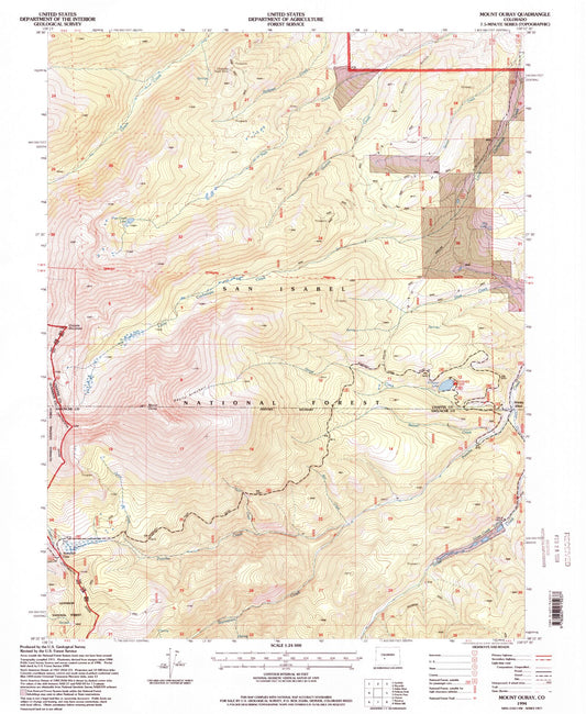Classic USGS Mount Ouray Colorado 7.5'x7.5' Topo Map Image