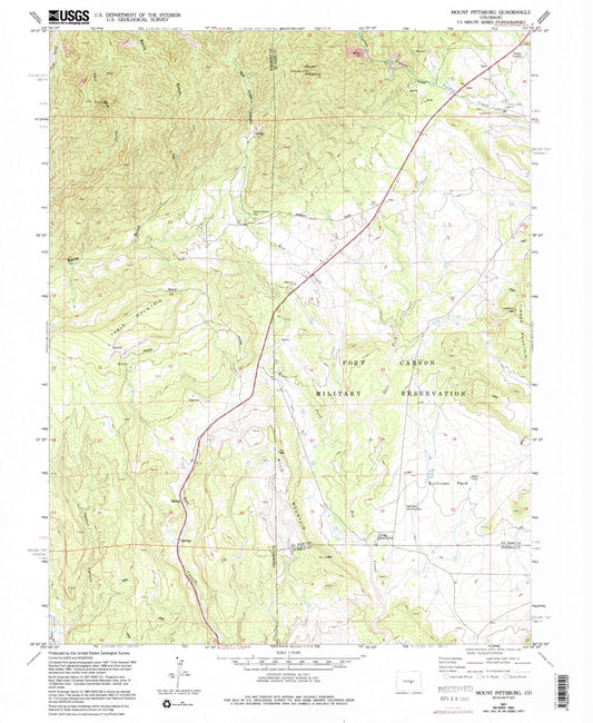 Classic USGS Mount Pittsburg Colorado 7.5'x7.5' Topo Map Image