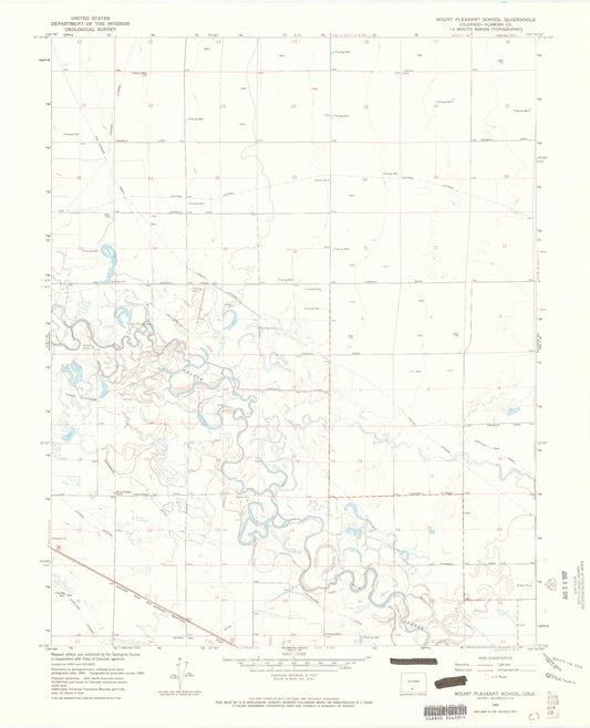 Classic USGS Mount Pleasant School Colorado 7.5'x7.5' Topo Map Image