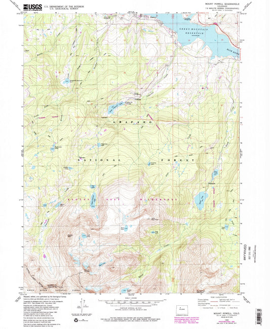USGS Classic Mount Powell Colorado 7.5'x7.5' Topo Map Image