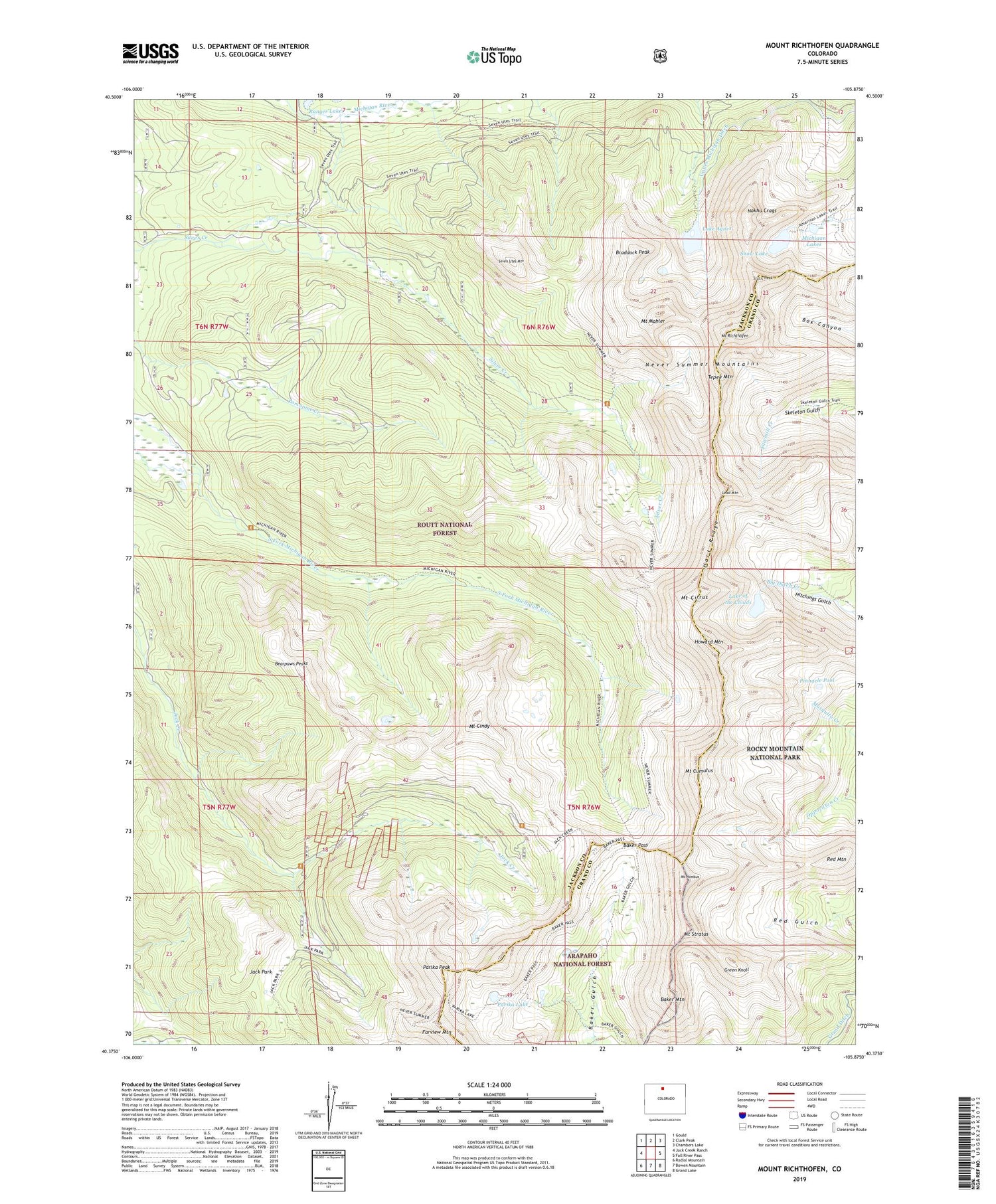 Mount Richthofen Colorado US Topo Map Image