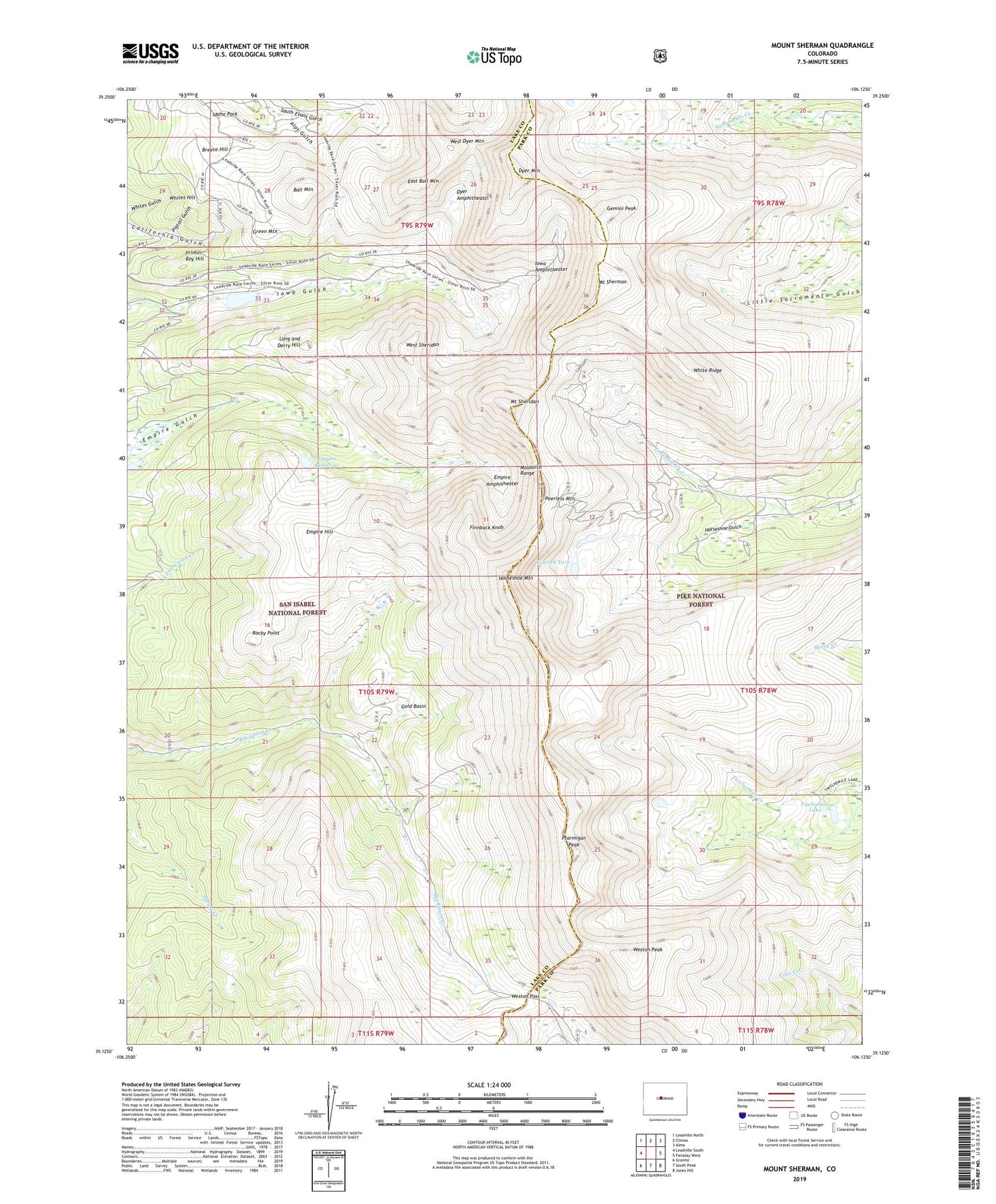 Mount Sherman Colorado US Topo Map Image