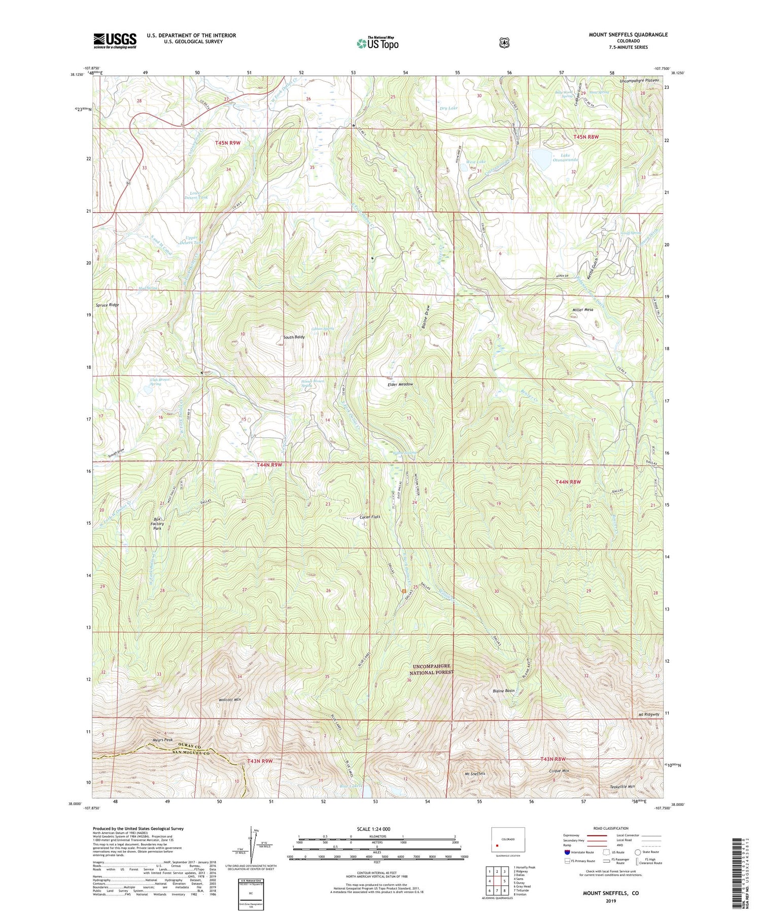 Mount Sneffels Colorado US Topo Map Image