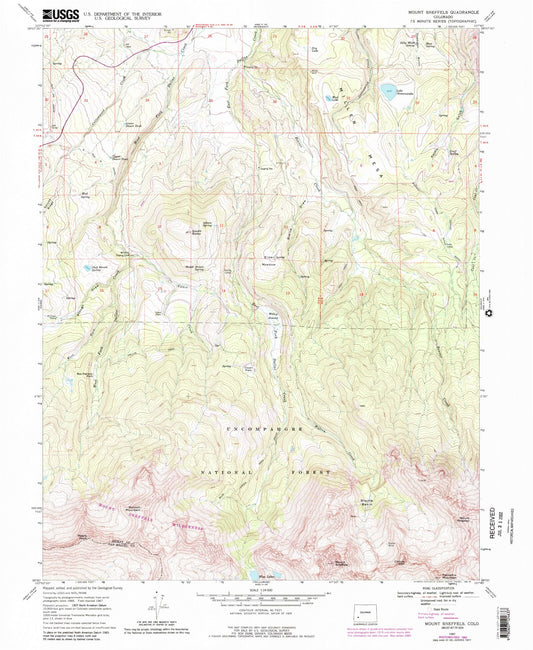USGS Classic Mount Sneffels Colorado 7.5'x7.5' Topo Map Image