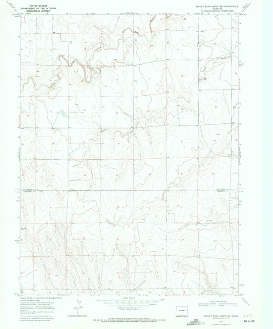 Classic USGS Mount Sunflower SW Colorado 7.5'x7.5' Topo Map Image