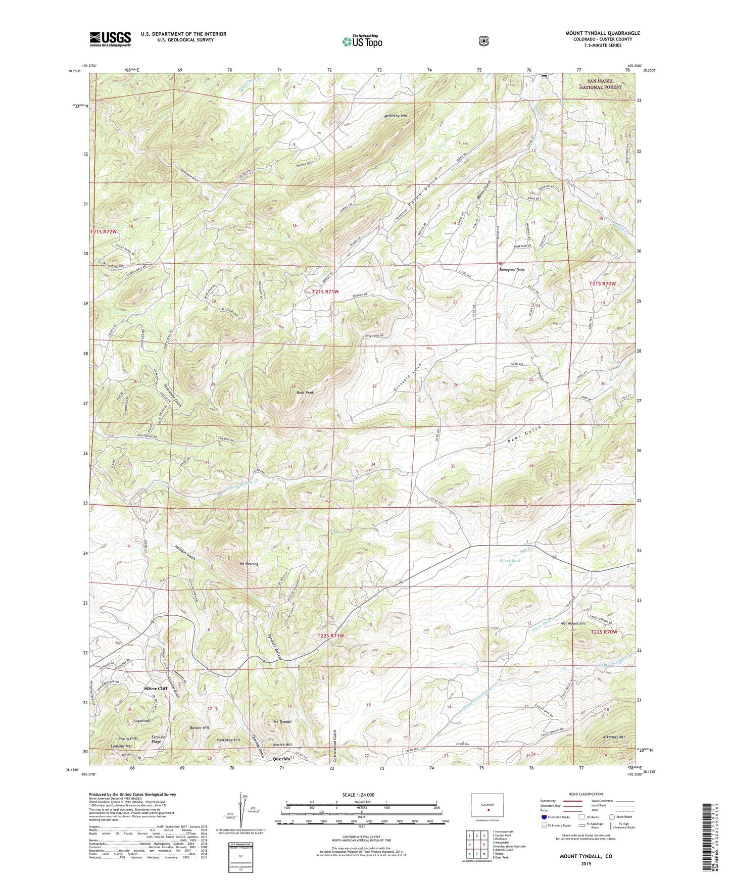 Mount Tyndall Colorado US Topo Map Image