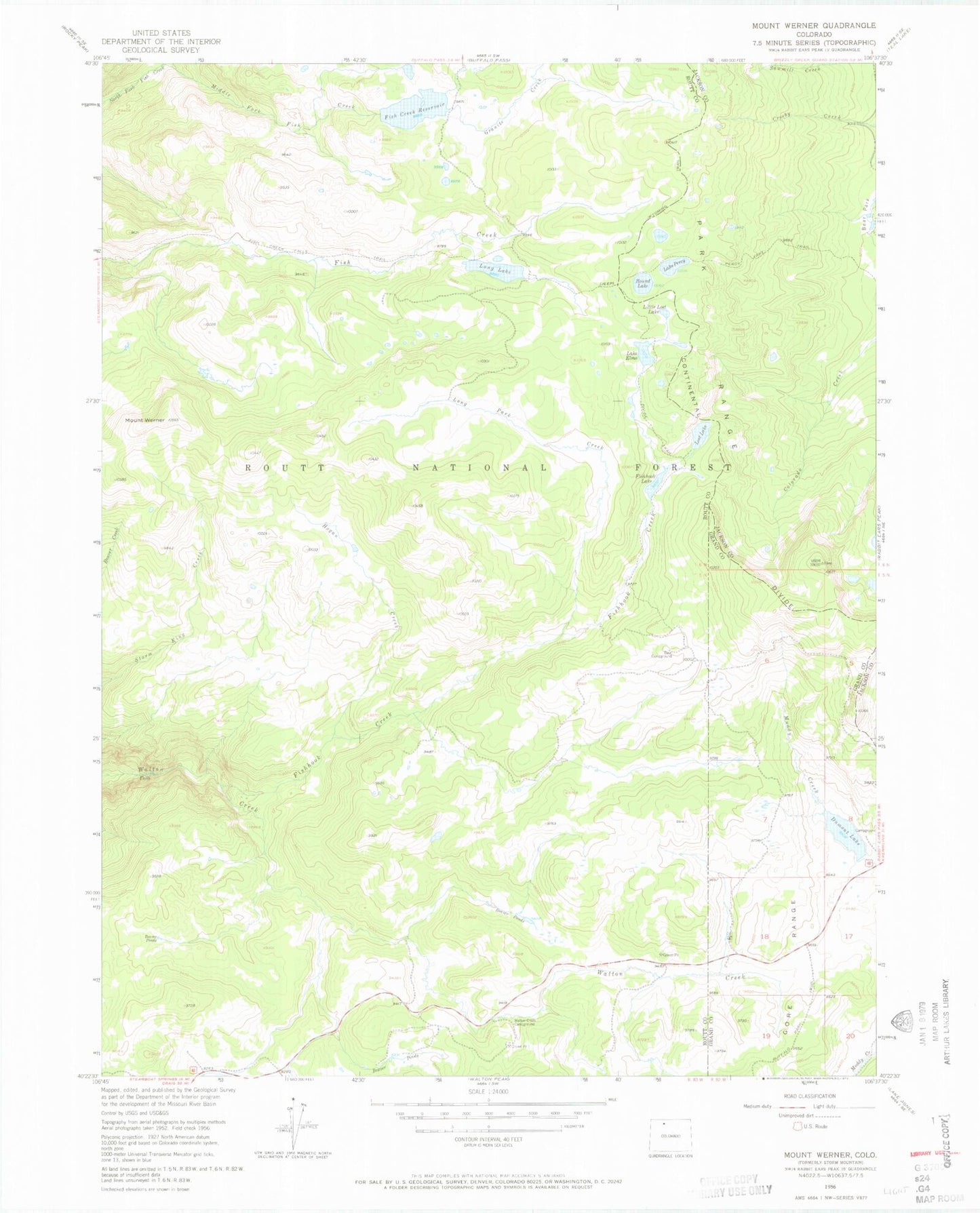 USGS Classic Mount Werner Colorado 7.5'x7.5' Topo Map Image