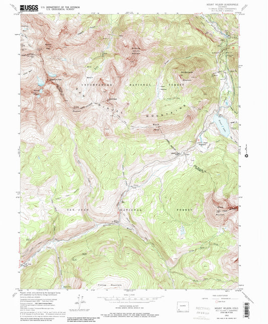 Classic USGS Mount Wilson Colorado 7.5'x7.5' Topo Map Image