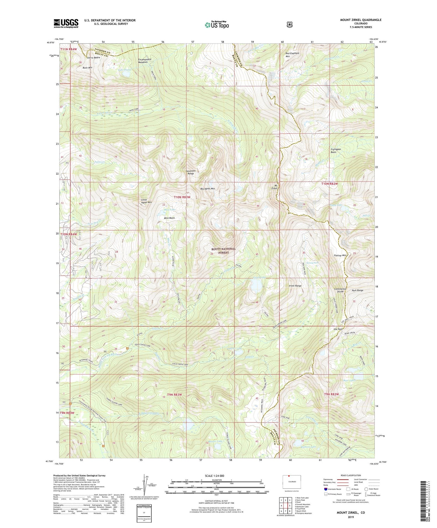 Mount Zirkel Colorado US Topo Map Image