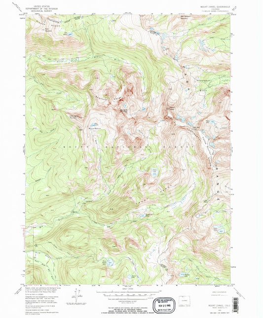 USGS Classic Mount Zirkel Colorado 7.5'x7.5' Topo Map Image