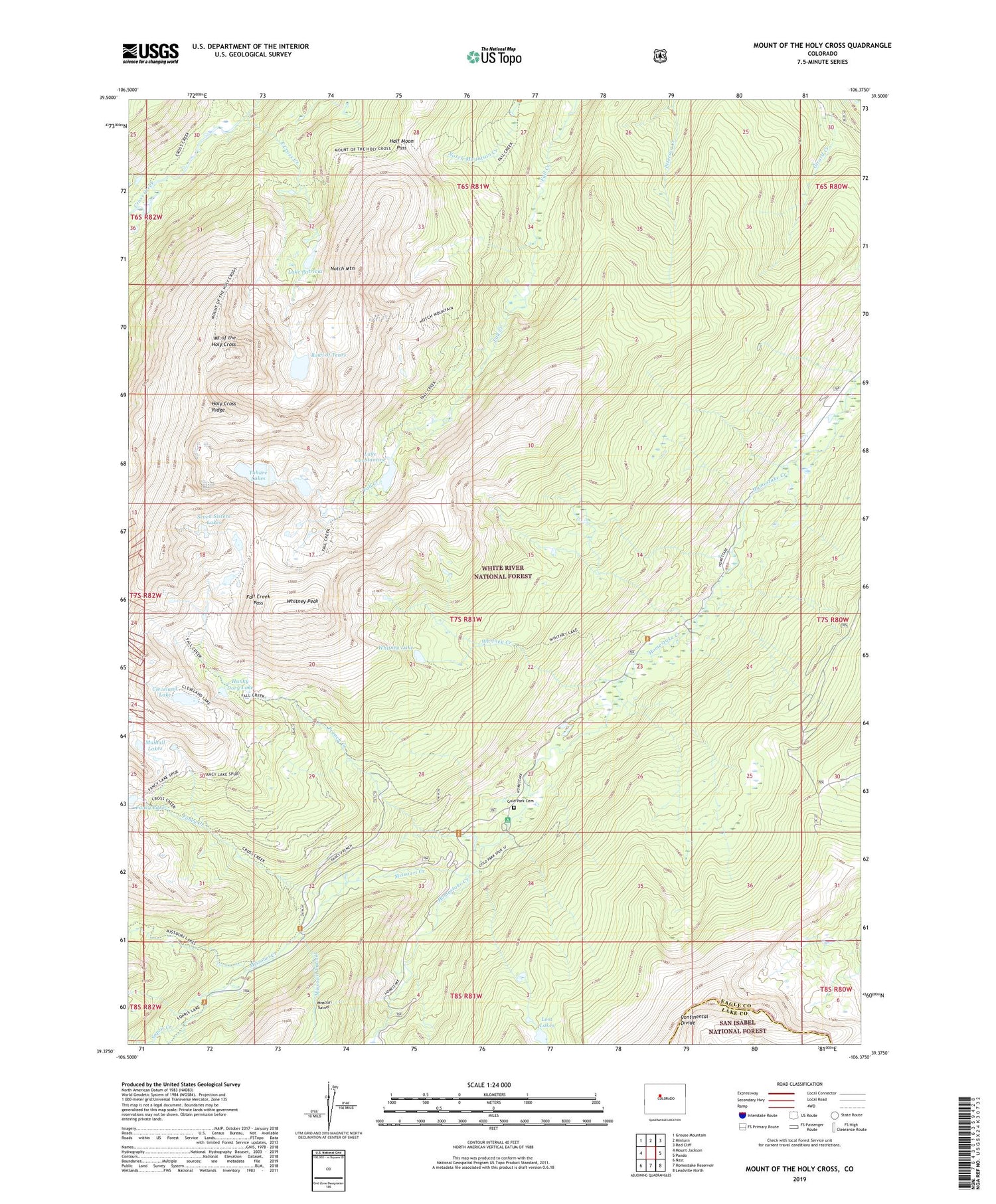 Mount of the Holy Cross Colorado US Topo Map Image