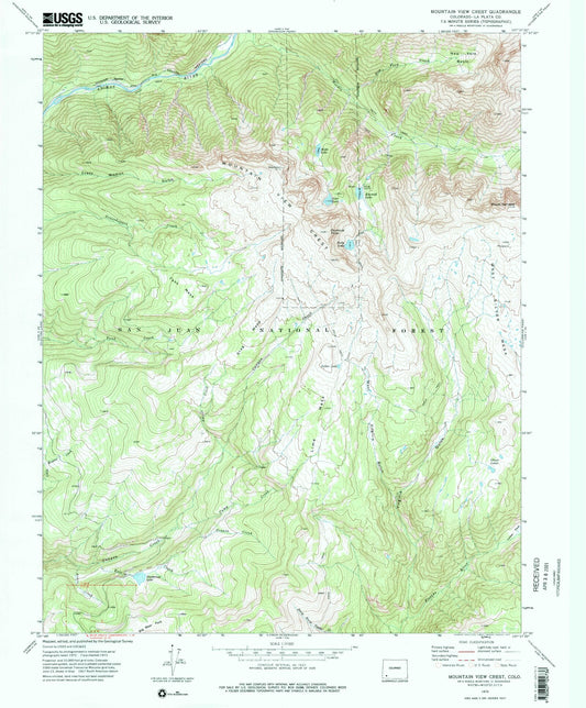 USGS Classic Mountain View Crest Colorado 7.5'x7.5' Topo Map Image