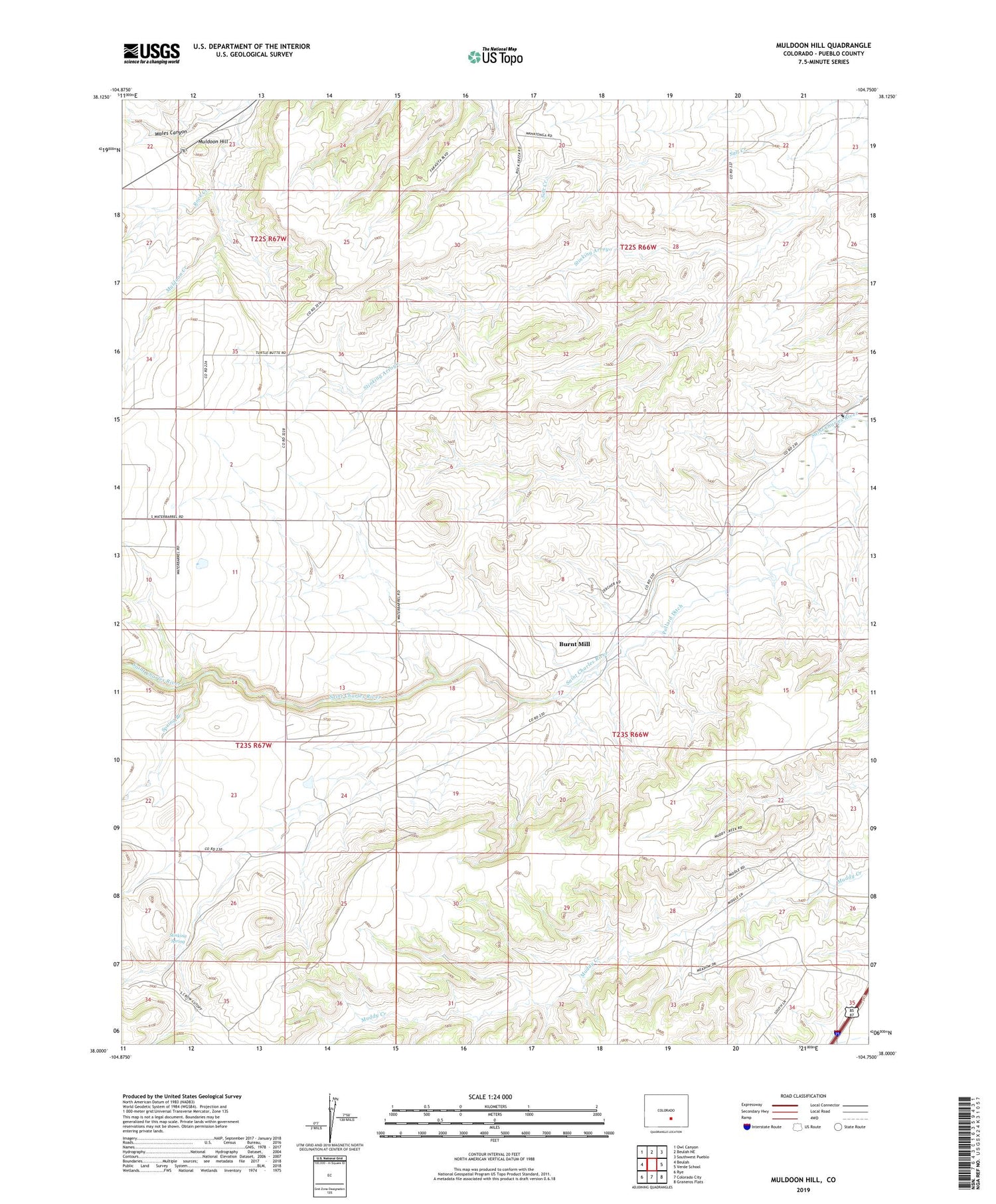 Muldoon Hill Colorado US Topo Map Image