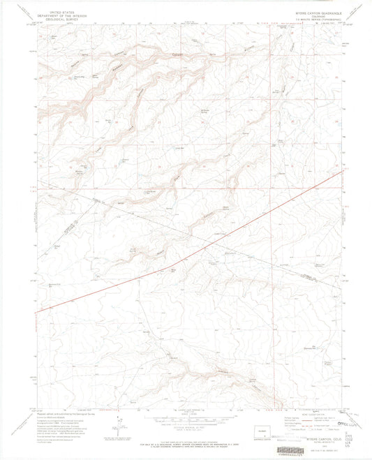 Classic USGS Myers Canyon Colorado 7.5'x7.5' Topo Map Image