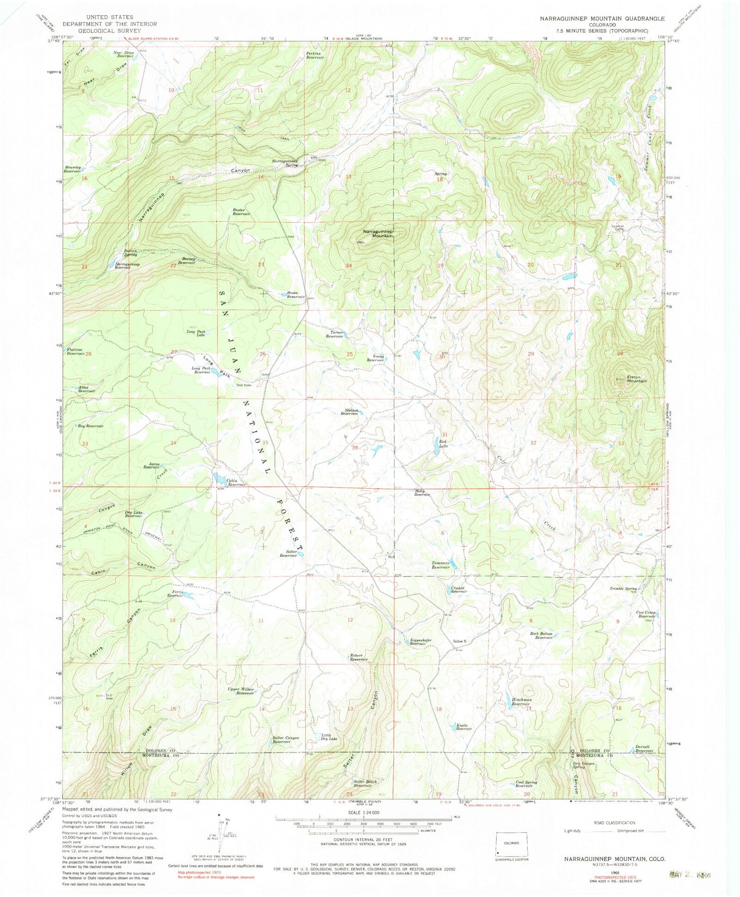 Classic USGS Narraguinnep Mountain Colorado 7.5'x7.5' Topo Map Image