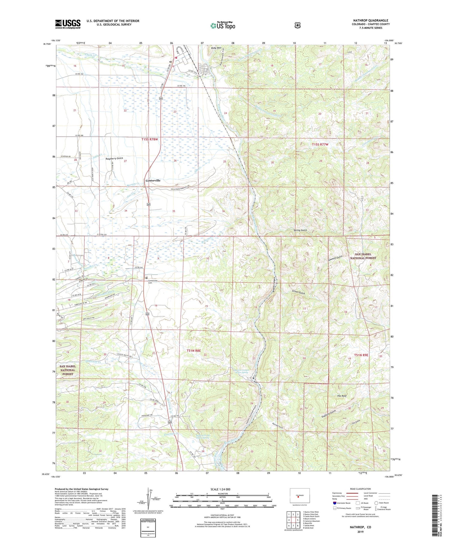 Nathrop Colorado US Topo Map Image