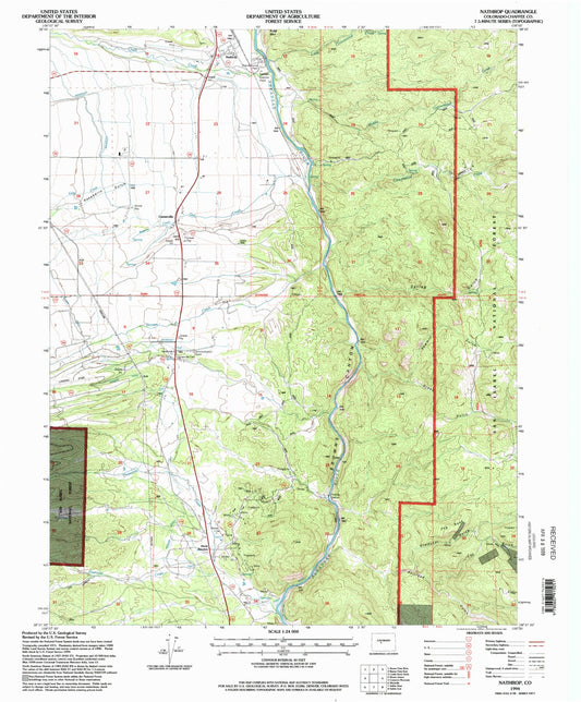 Classic USGS Nathrop Colorado 7.5'x7.5' Topo Map Image