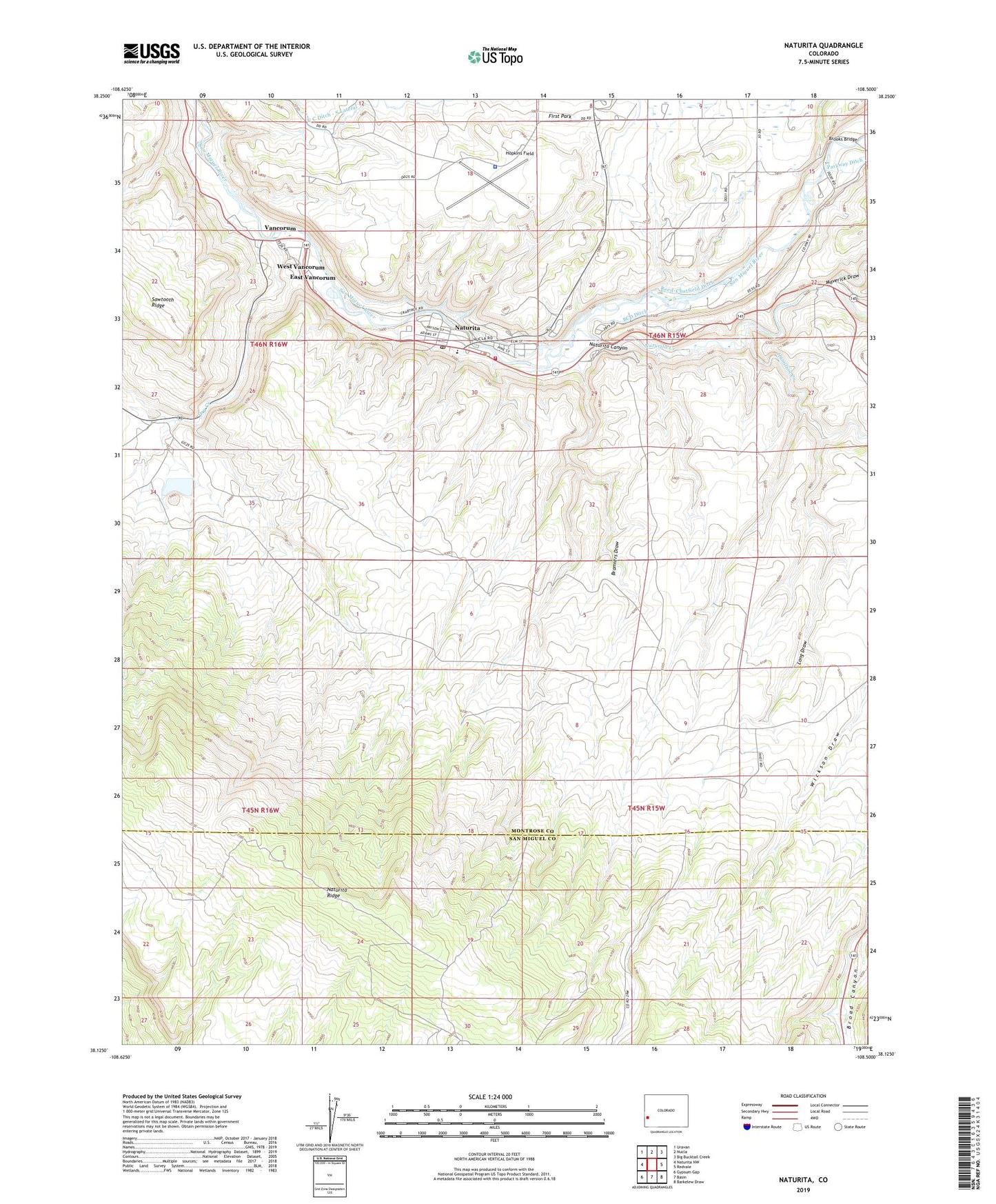 Naturita Colorado US Topo Map Image