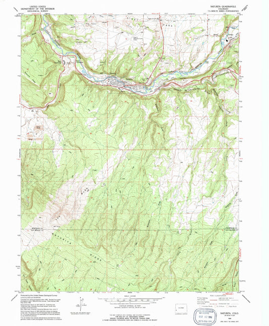 Classic USGS Naturita Colorado 7.5'x7.5' Topo Map Image