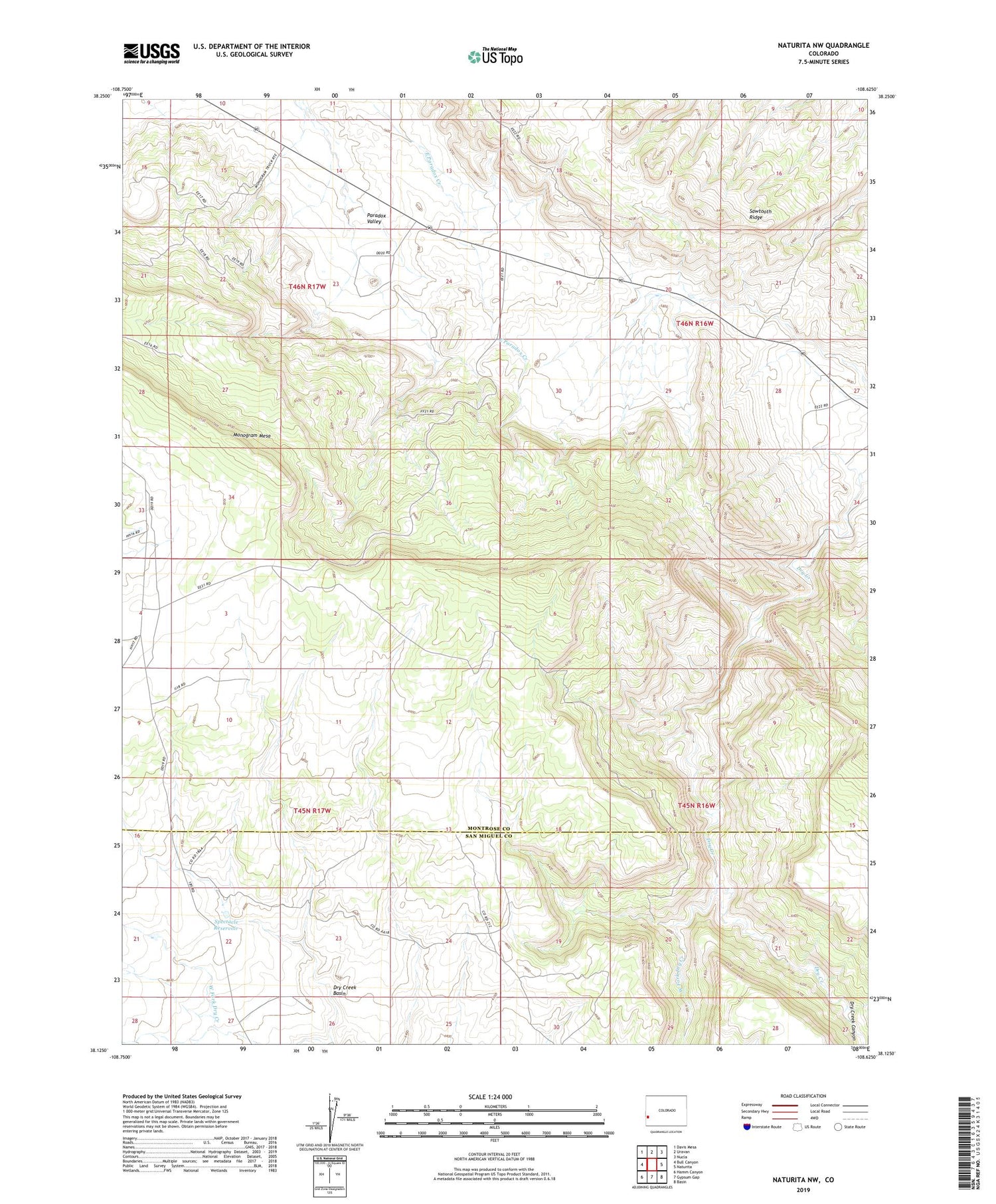 Naturita NW Colorado US Topo Map Image