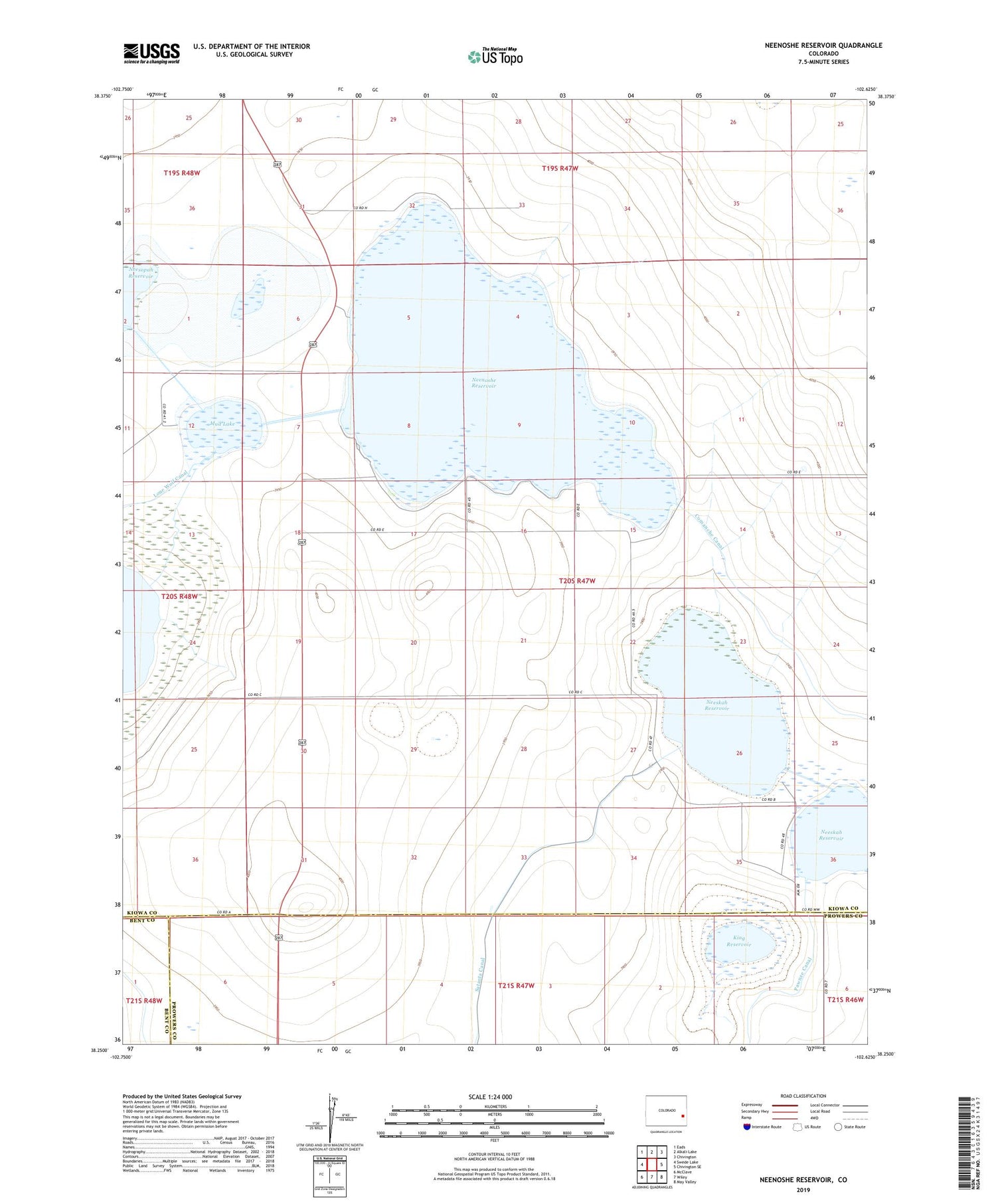 Neenoshe Reservoir Colorado US Topo Map Image