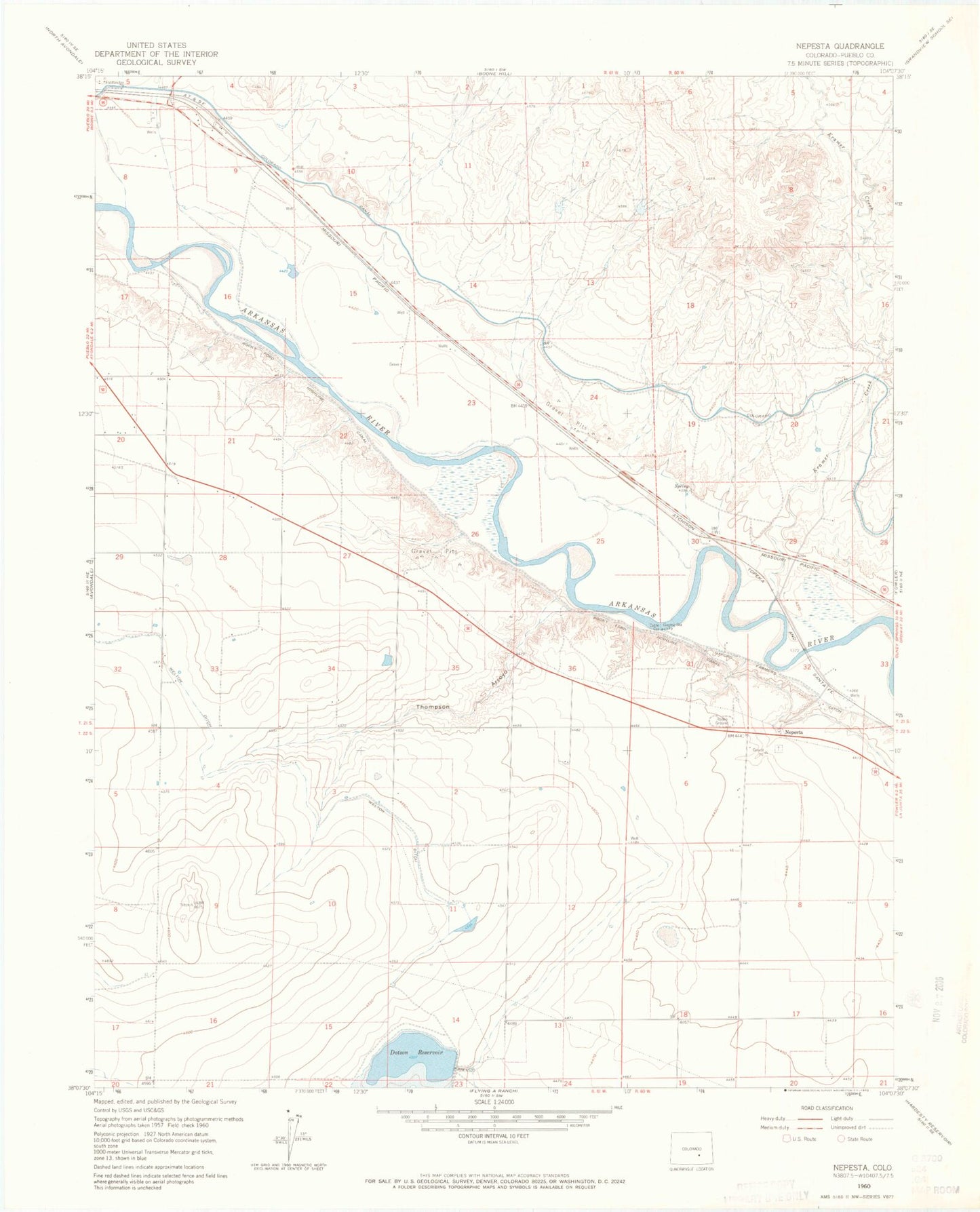 Classic USGS Nepesta Colorado 7.5'x7.5' Topo Map Image