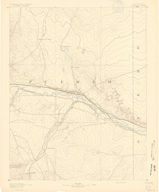 Historic 1891 Nepesta Colorado 30'x30' Topo Map Image