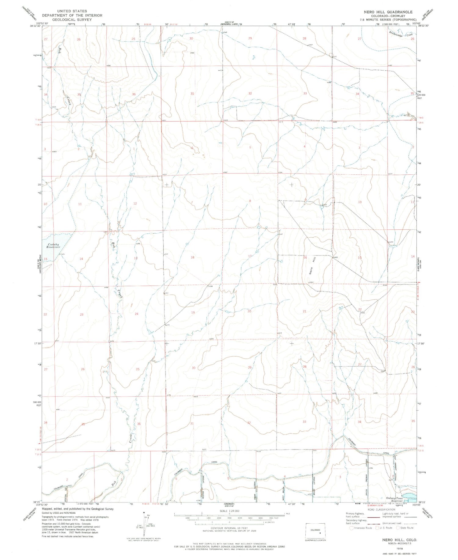 Classic USGS Nero Hill Colorado 7.5'x7.5' Topo Map Image