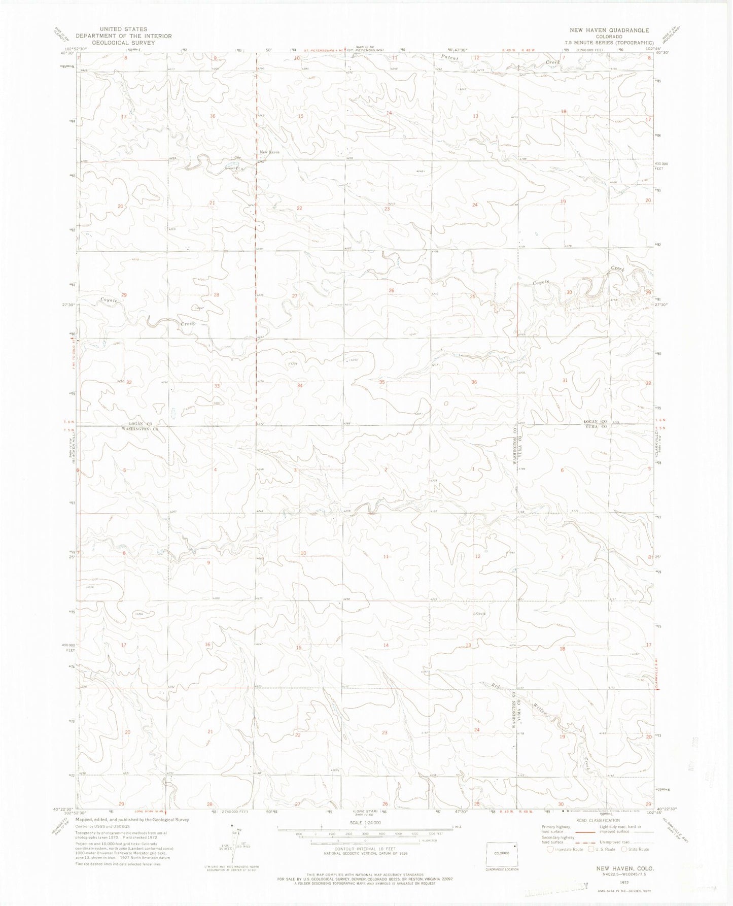 Classic USGS New Haven Colorado 7.5'x7.5' Topo Map Image