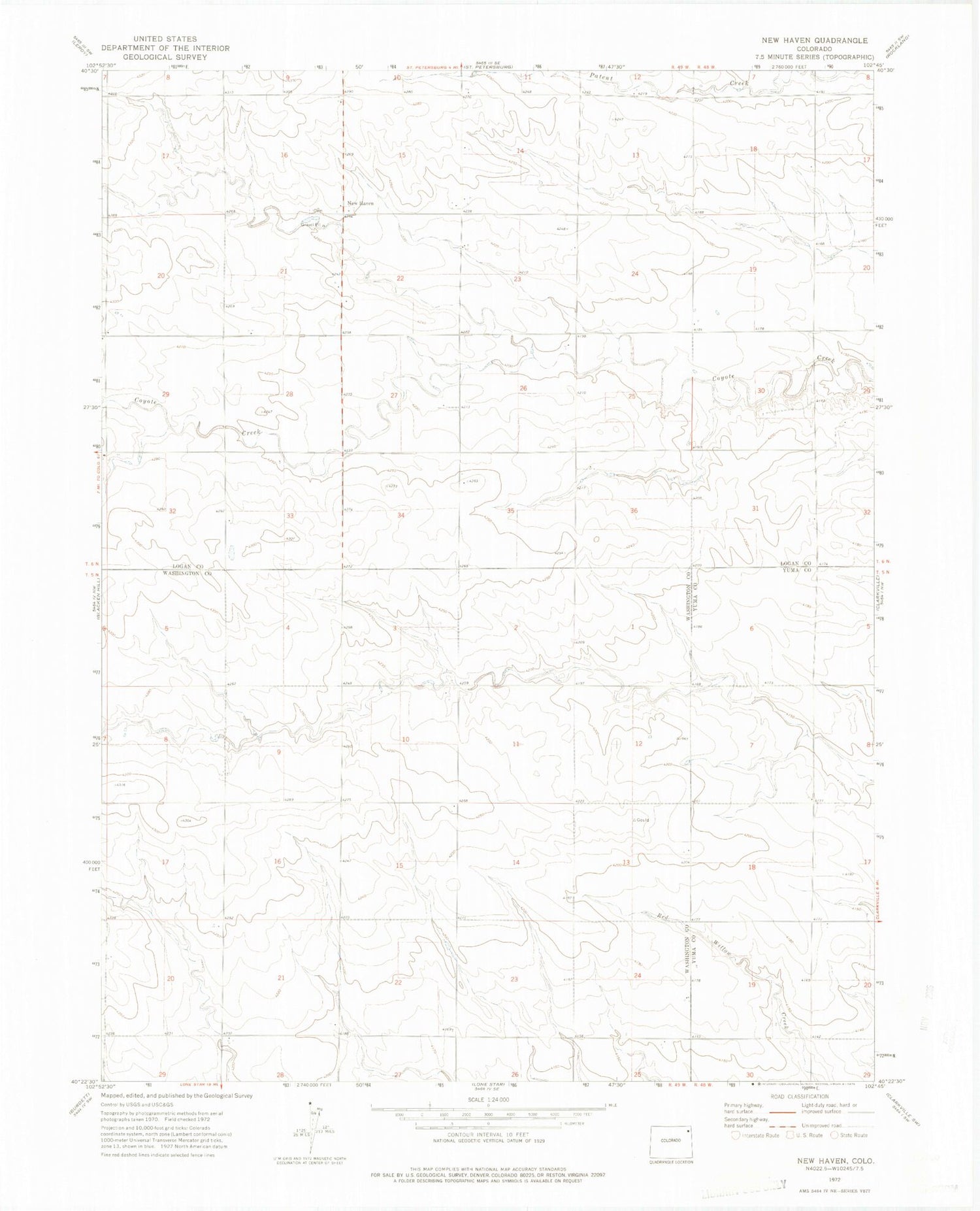 Classic USGS New Haven Colorado 7.5'x7.5' Topo Map Image