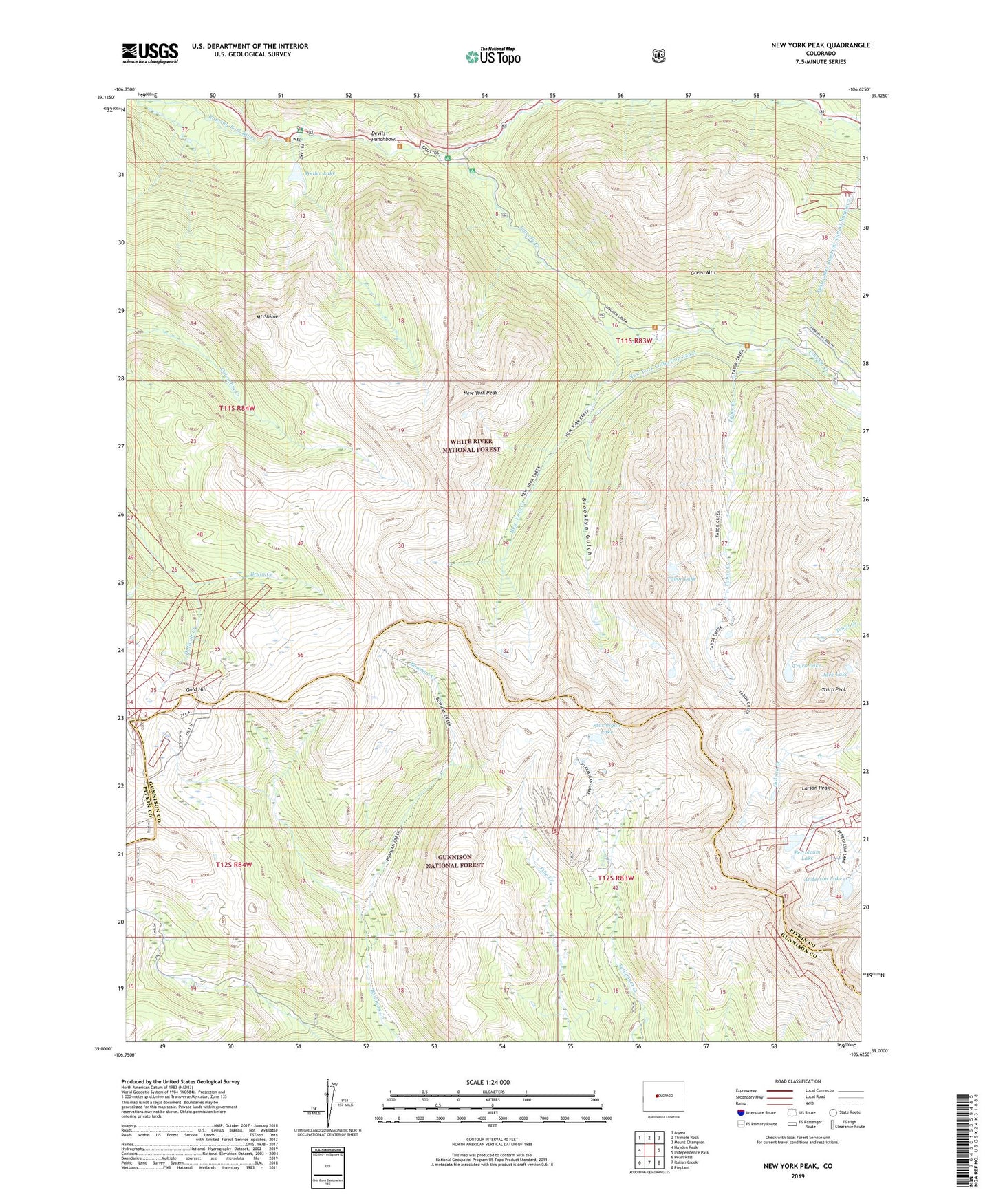 New York Peak Colorado US Topo Map Image