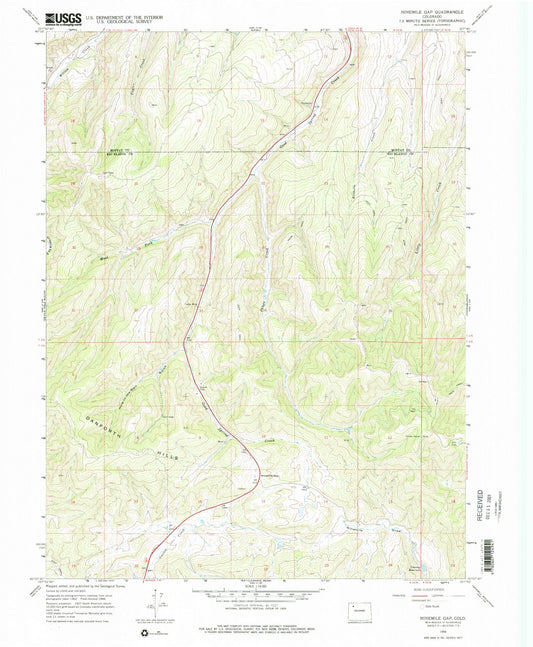 Classic USGS Ninemile Gap Colorado 7.5'x7.5' Topo Map Image