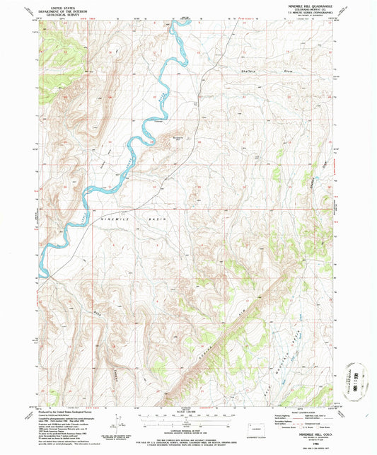 Classic USGS Ninemile Hill Colorado 7.5'x7.5' Topo Map Image