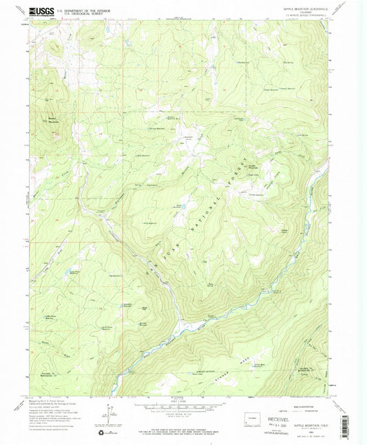 Classic USGS Nipple Mountain Colorado 7.5'x7.5' Topo Map Image