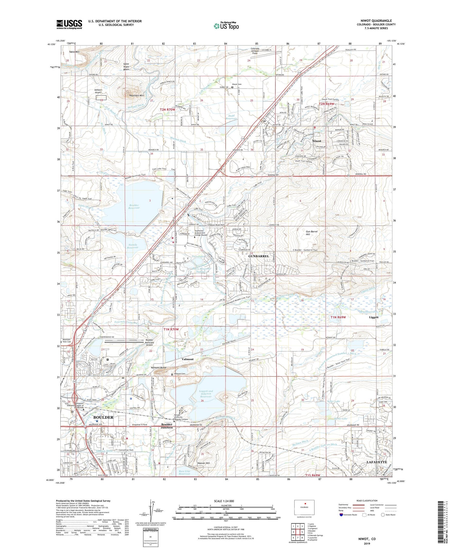 Niwot Colorado US Topo Map Image