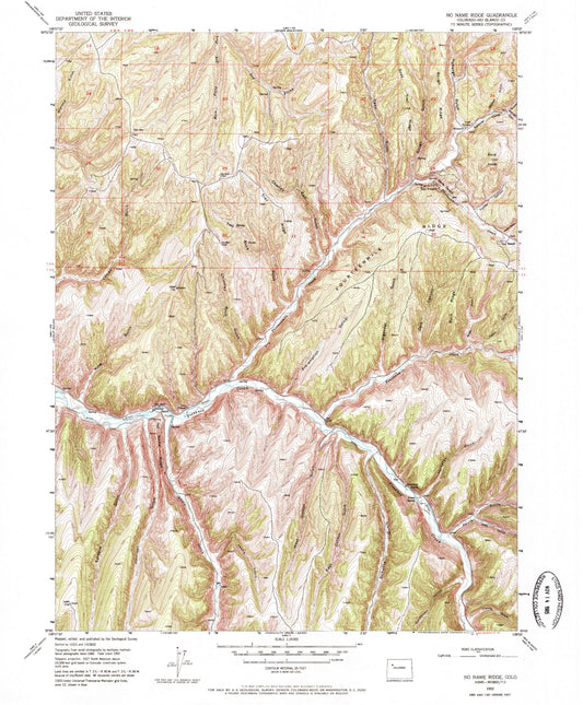 Classic USGS No Name Ridge Colorado 7.5'x7.5' Topo Map Image