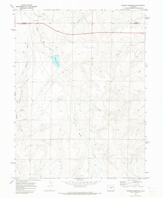 Classic USGS Noonen Reservoir Colorado 7.5'x7.5' Topo Map Image